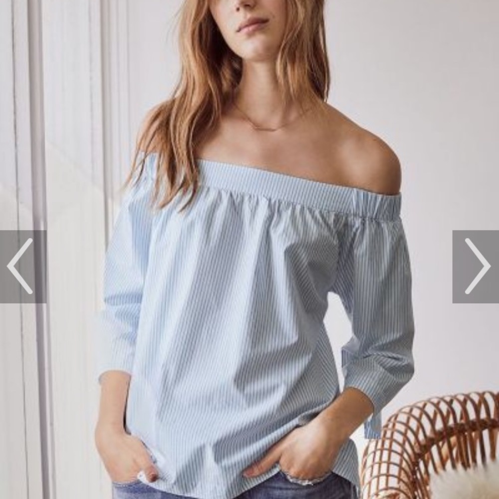 Madewell -seersucker off the shoulder top -size xs